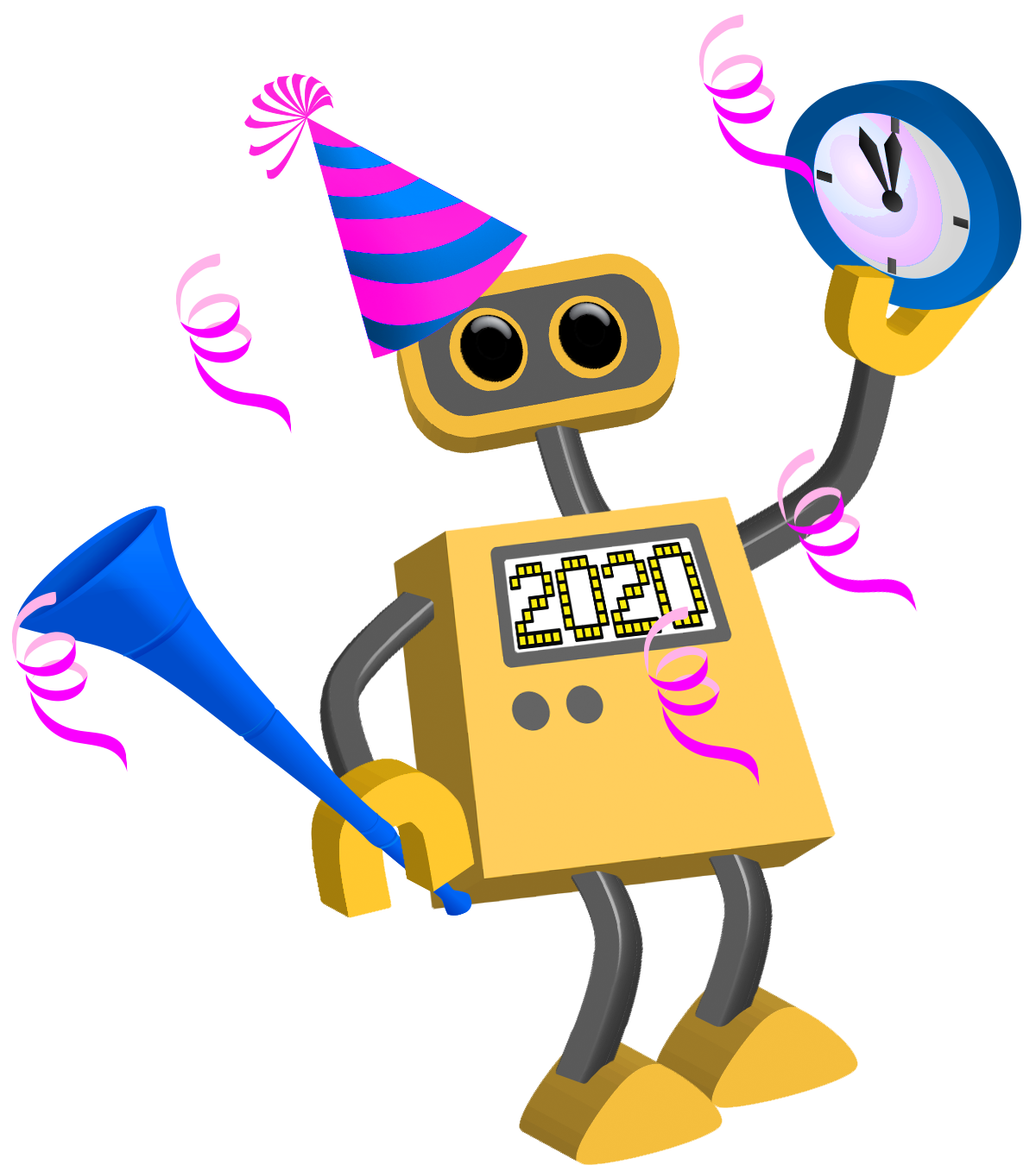 2020 happy new year, robot happy new year tim #32361