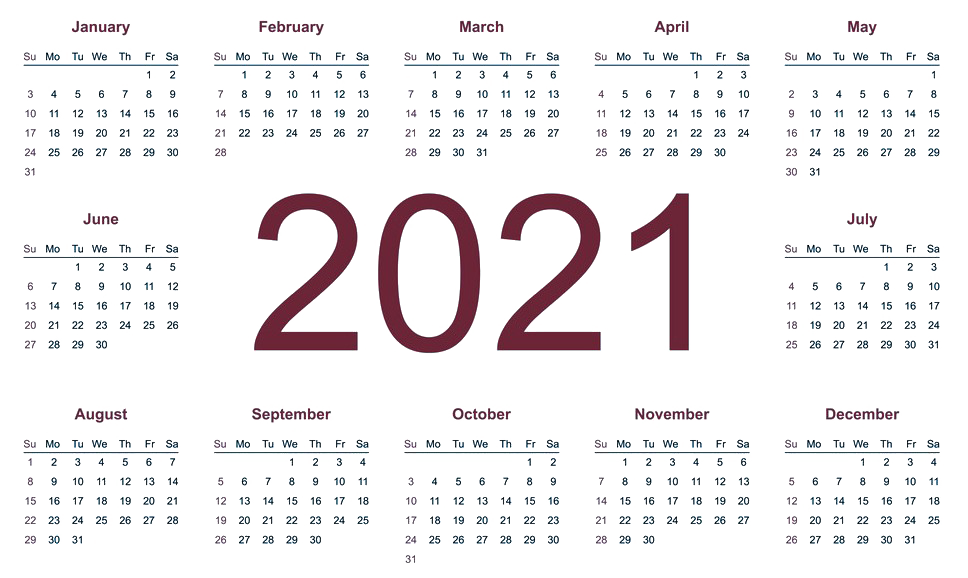 2021 Calendar Background PNG Image #41233