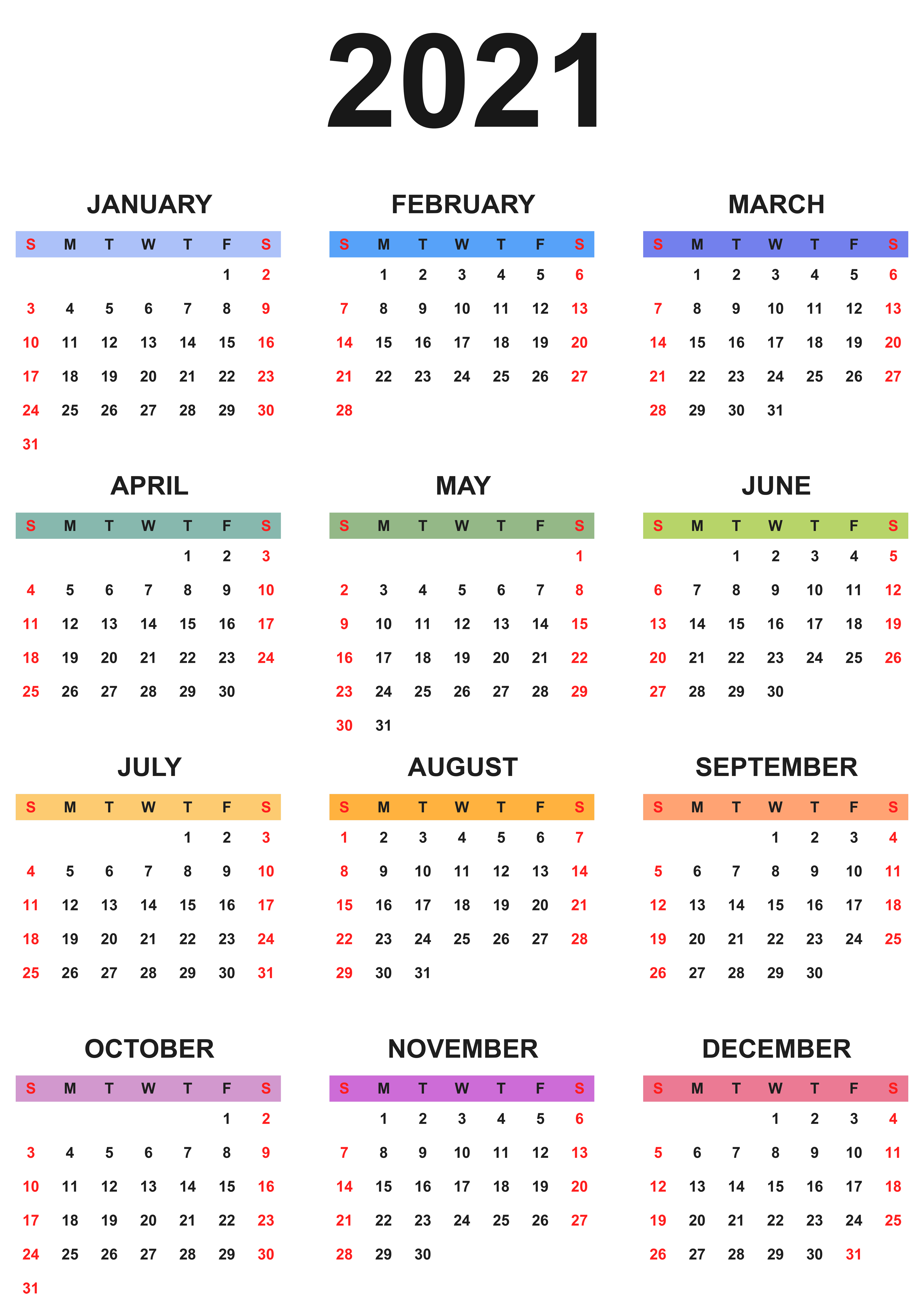 2021 calendar colorful calendar transparent clipart gallery #41228