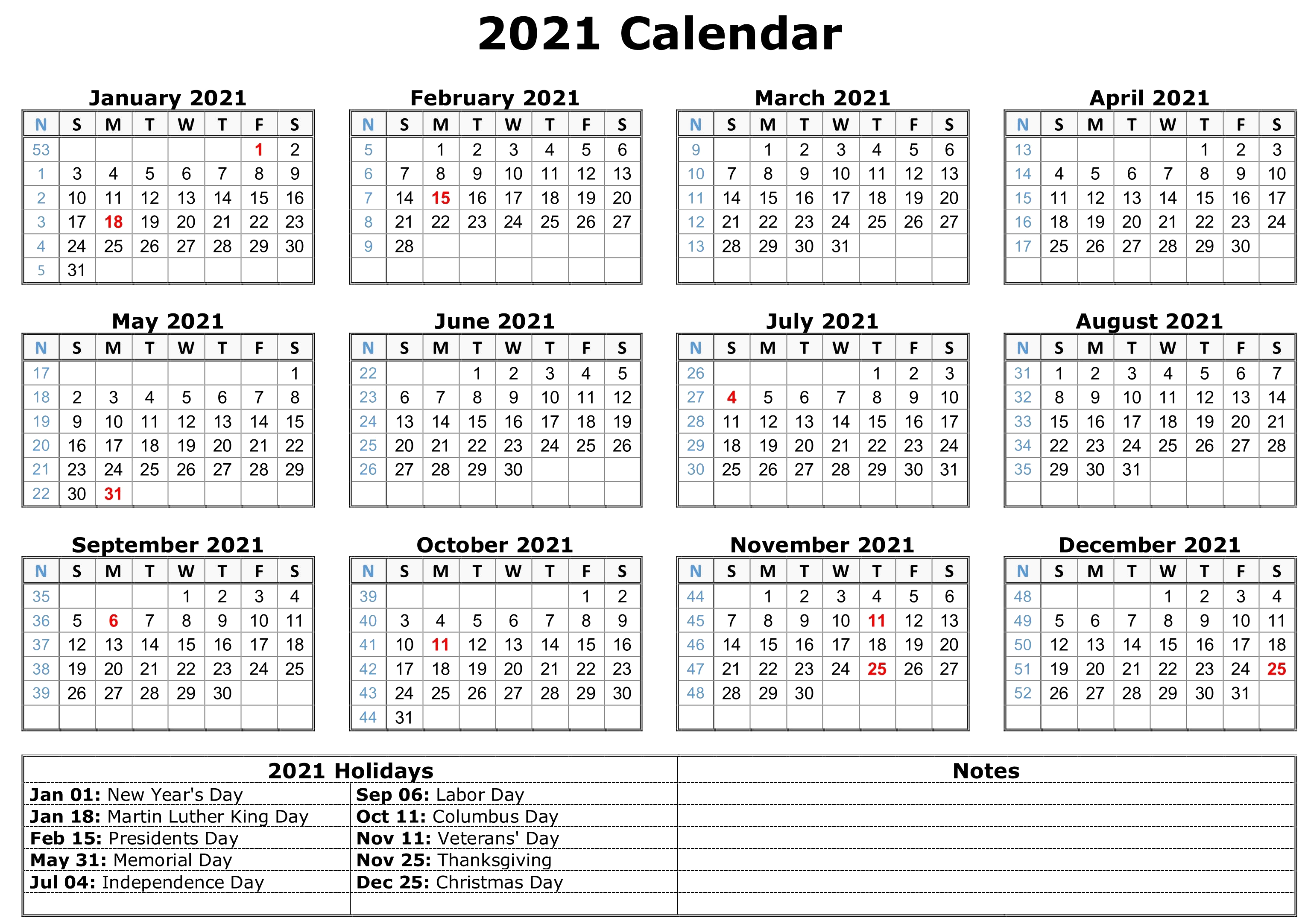 calendar 2021 printable monthly blocks photo #41245