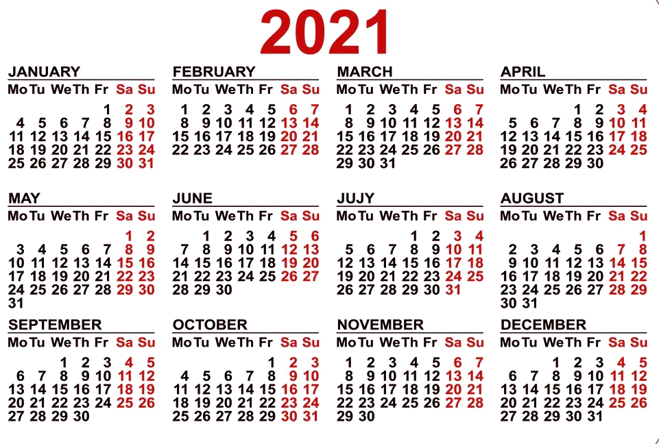 calendar 2021 red black transparent png #41241