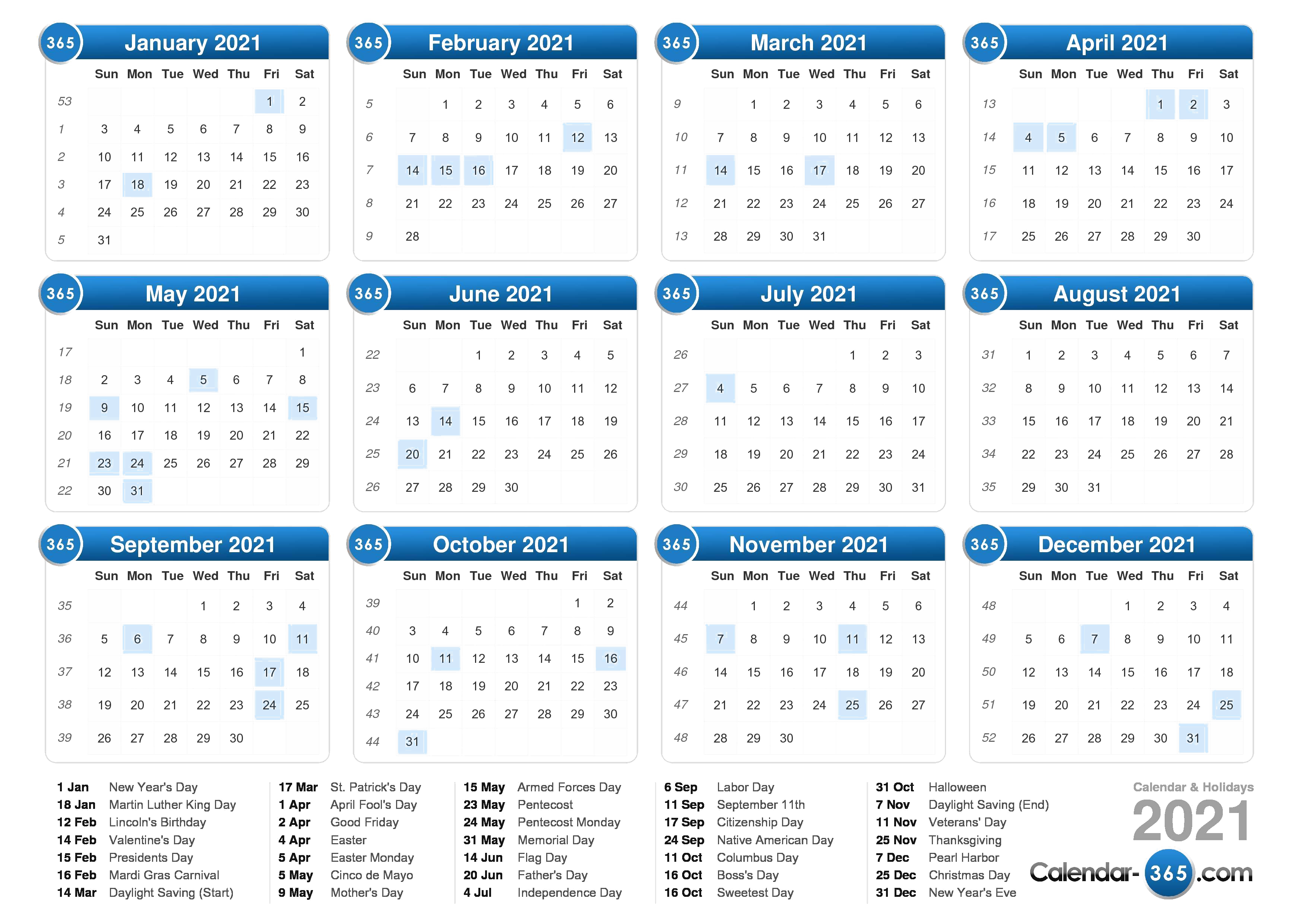 special days calendar 2021 png #41239