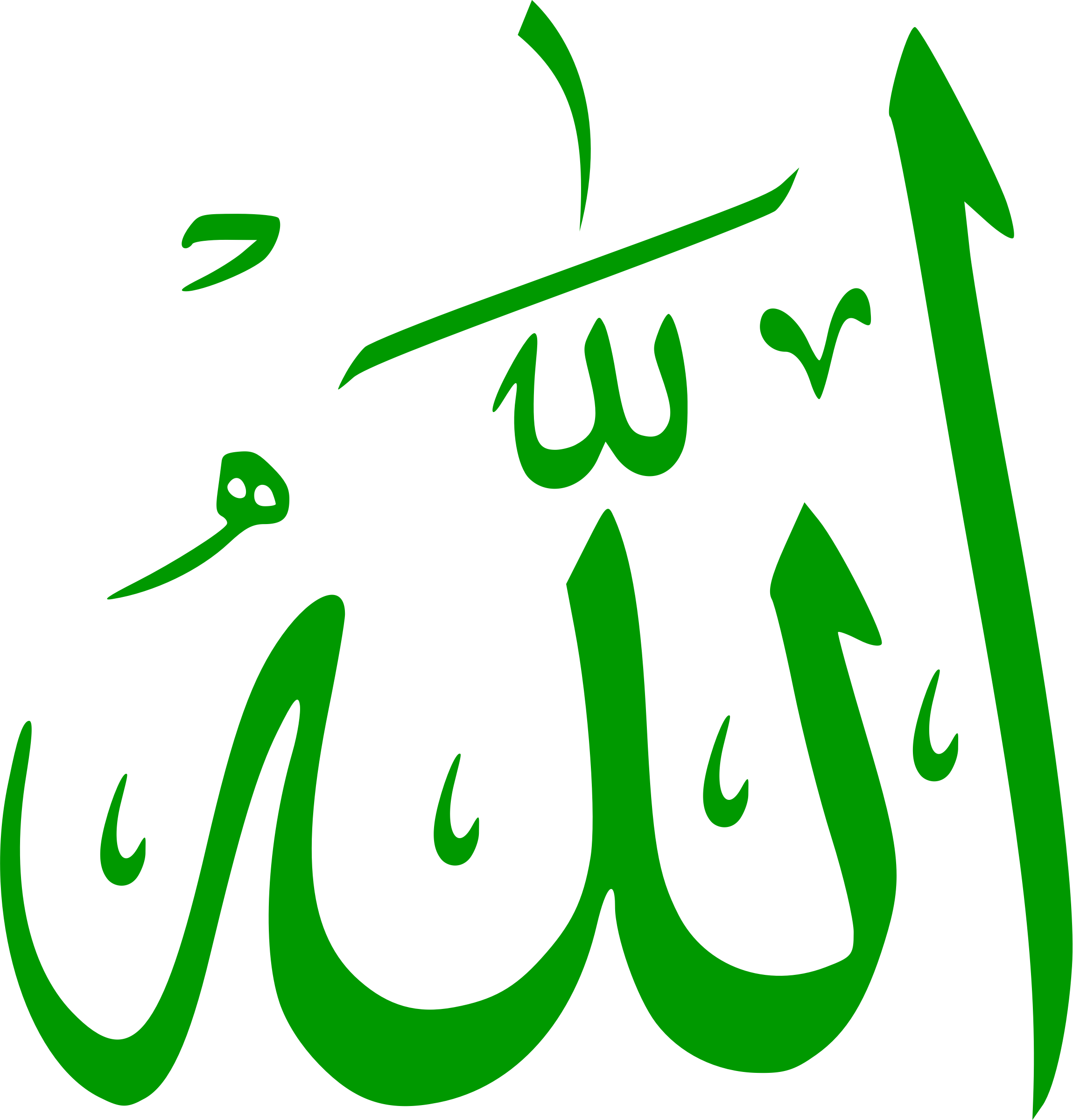 clipart green Allah calligraphy #23391