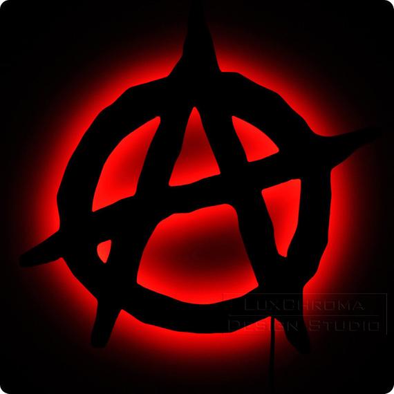 anarchy symbol lighted anarchy sign glowing punk grunge wall art luxchroma #34616