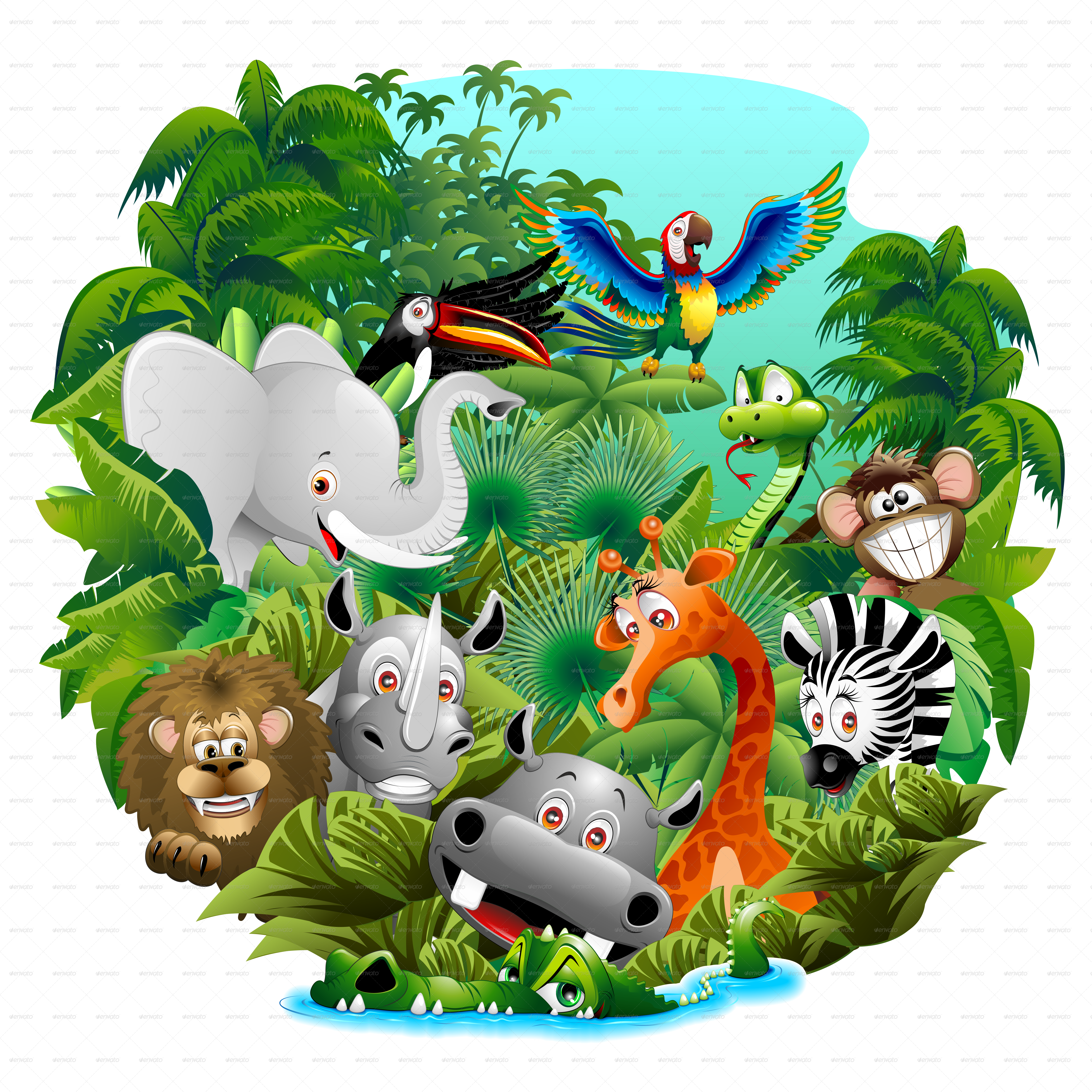 wild animals cartoon the jungle bluedarkat #15593