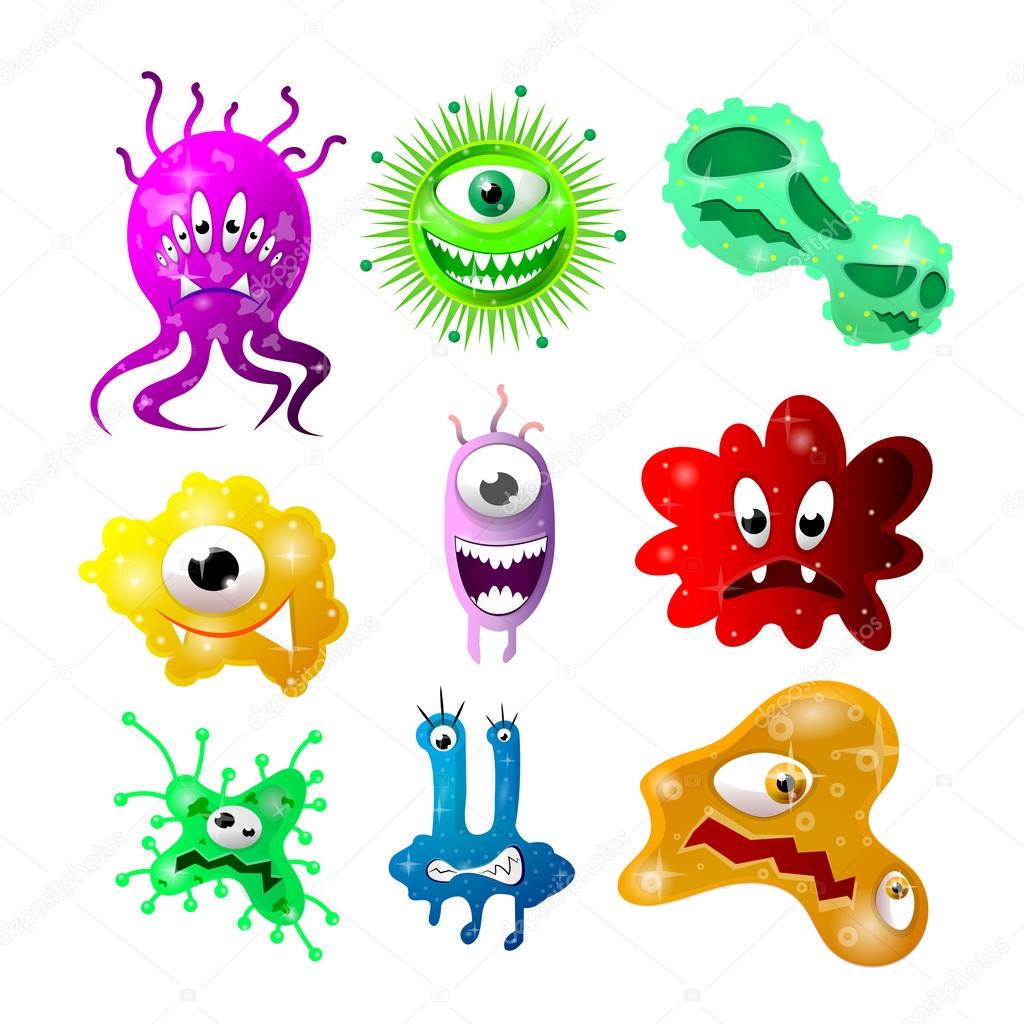 bacteria conjunto edcones bact rias dos desenhos animados #37262