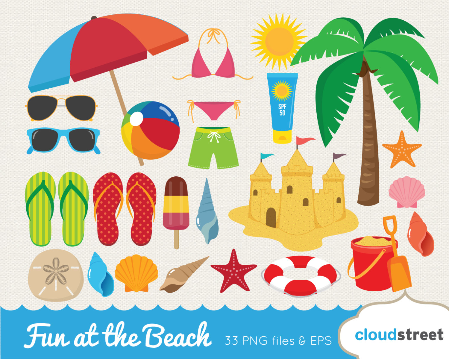 beach clipart, beach items clipart clip art #31668