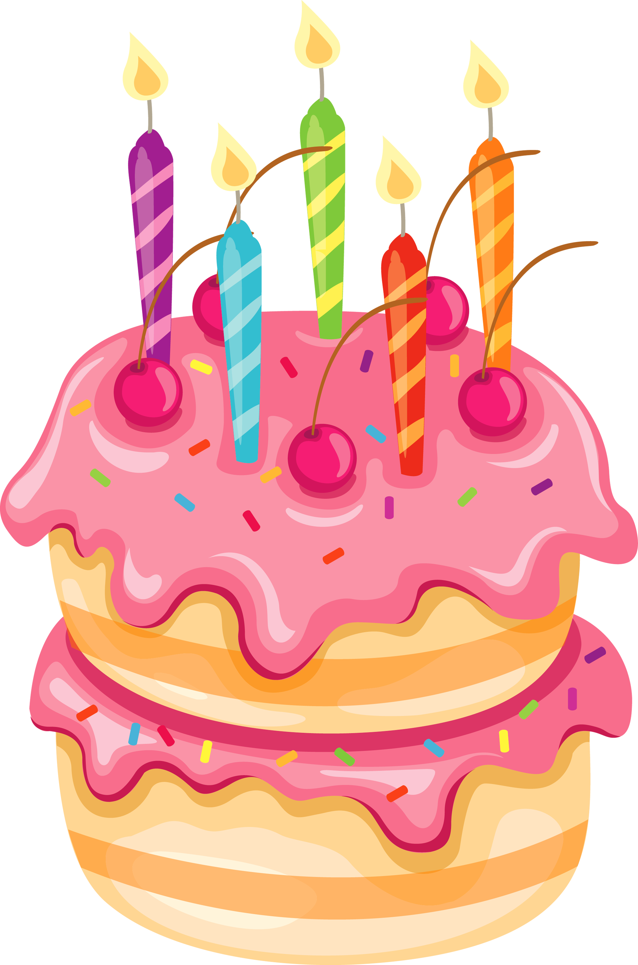 birthday cake pink cake with candles clipart #40744