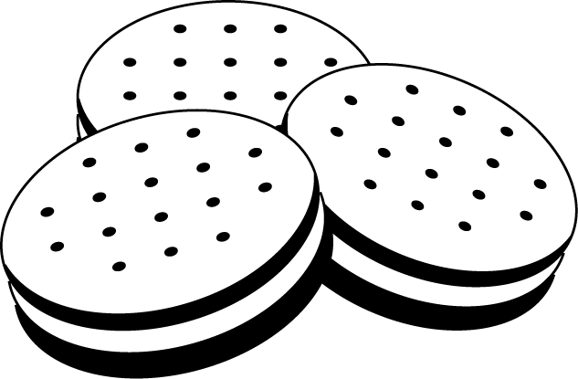 biscuit cookies clipart, black and white biscuit #39539