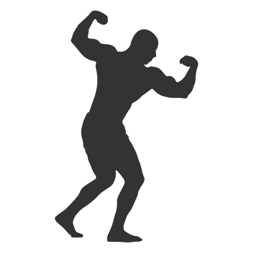 bodybuilder twisted biceps pose silhouette transparent png svg vector #29074