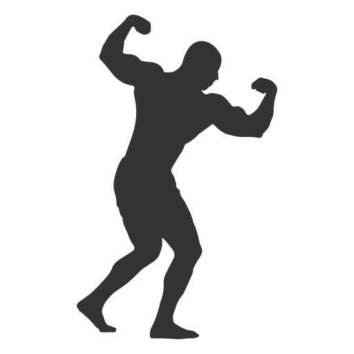 bodybuilder twisted biceps pose silhouette transparent #29074