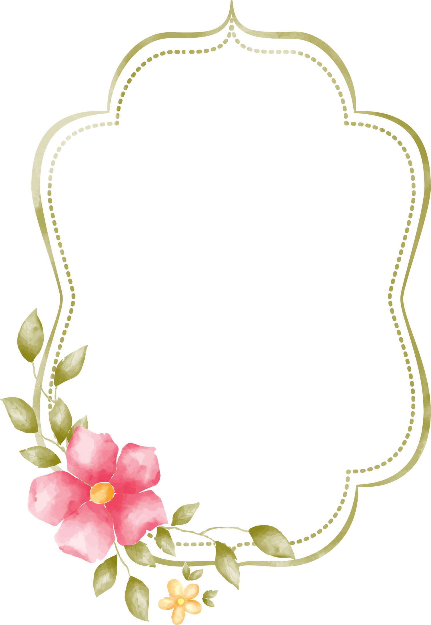 pink flower decorative border png #8211