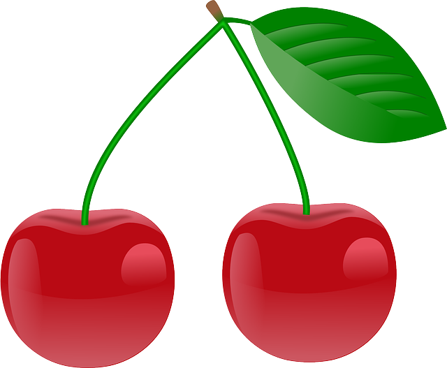 vector graphic cherry red cherries fruits #24610