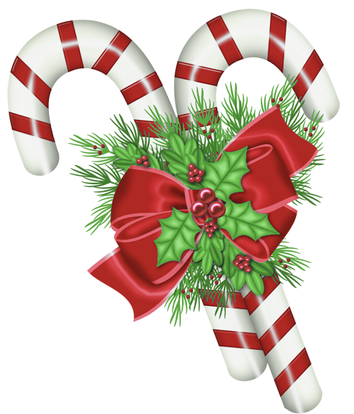 transparent christmas candy canes with mistletoe png #35330