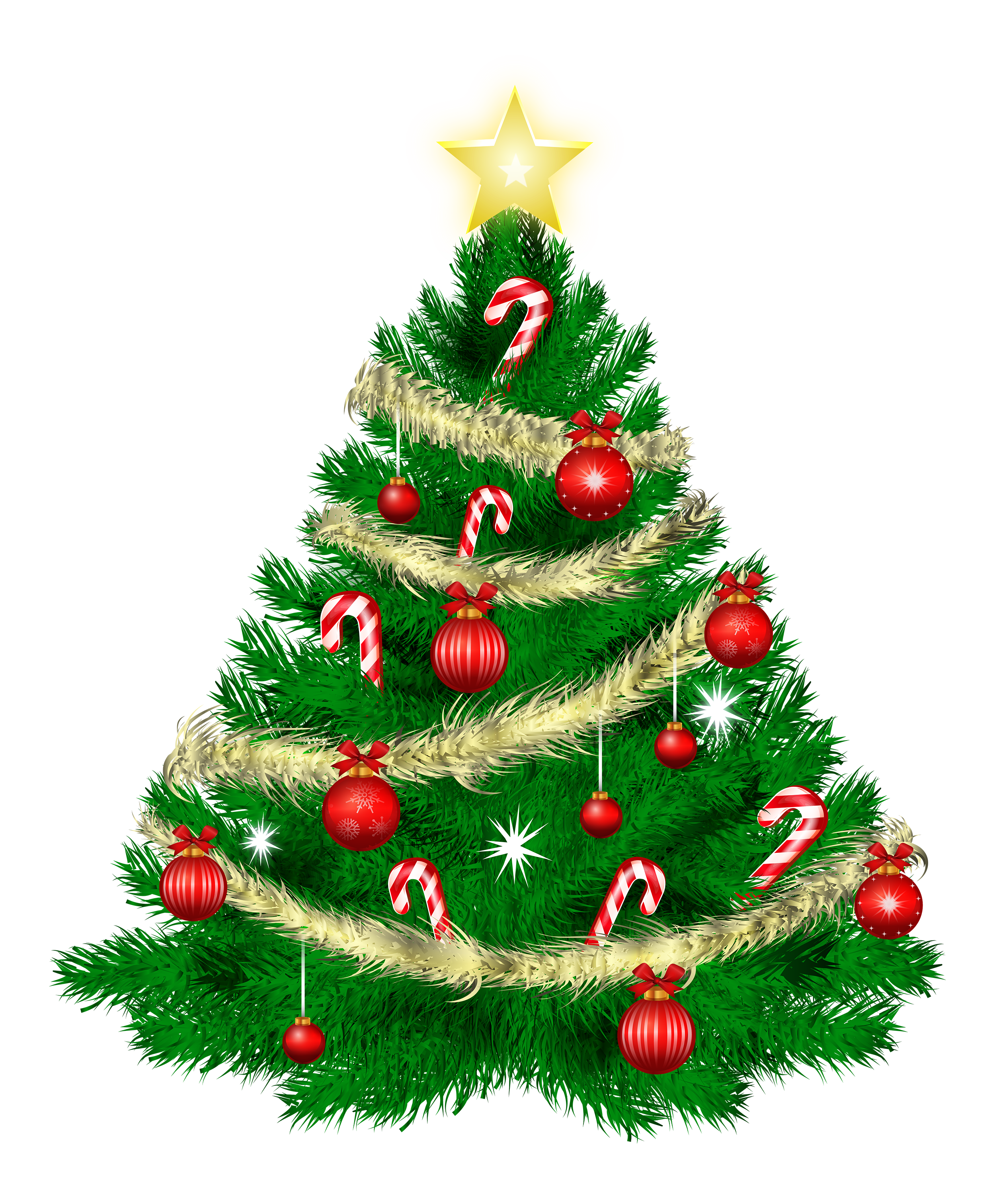 christmas tree with christmas ornaments and star png #11714