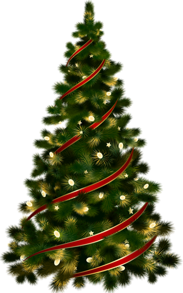 large transparent christmas tree with red ribbon clipart #11682