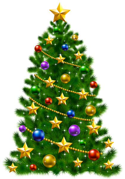 transparent christmas tree with stars png clipart #11696