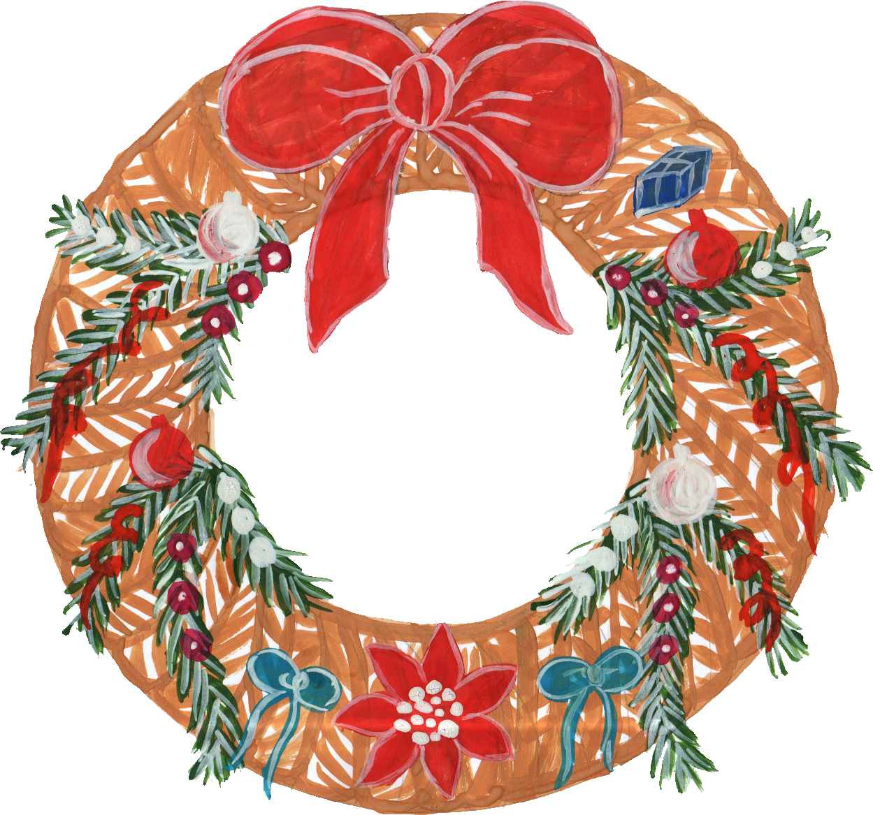 christmas wreath with ribbon transparent #28003