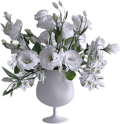 beyaz şık vazo ve beyaz çiçekler #38662