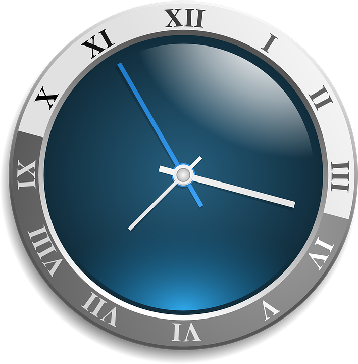 vector graphic clock analog face blue time #15111