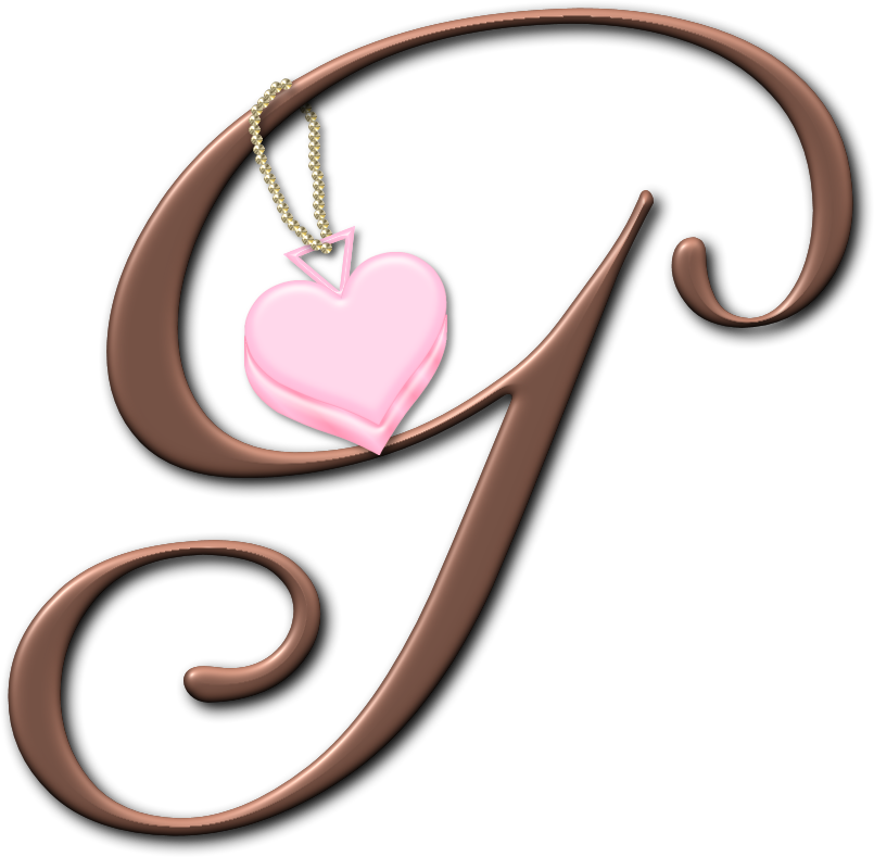G alfabeto decorativo coração rosa png #39015