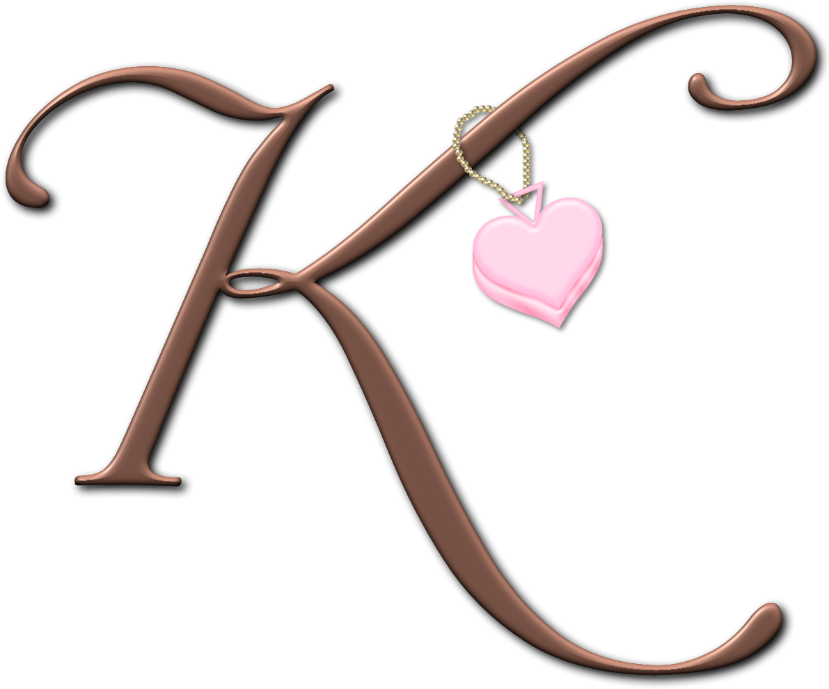 Letra decorativa K coração rosa png #40579