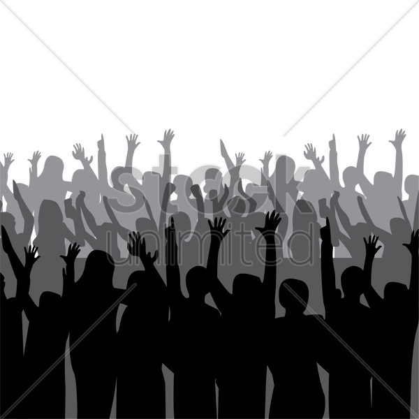 silhouette crowd cheering vector image #27584