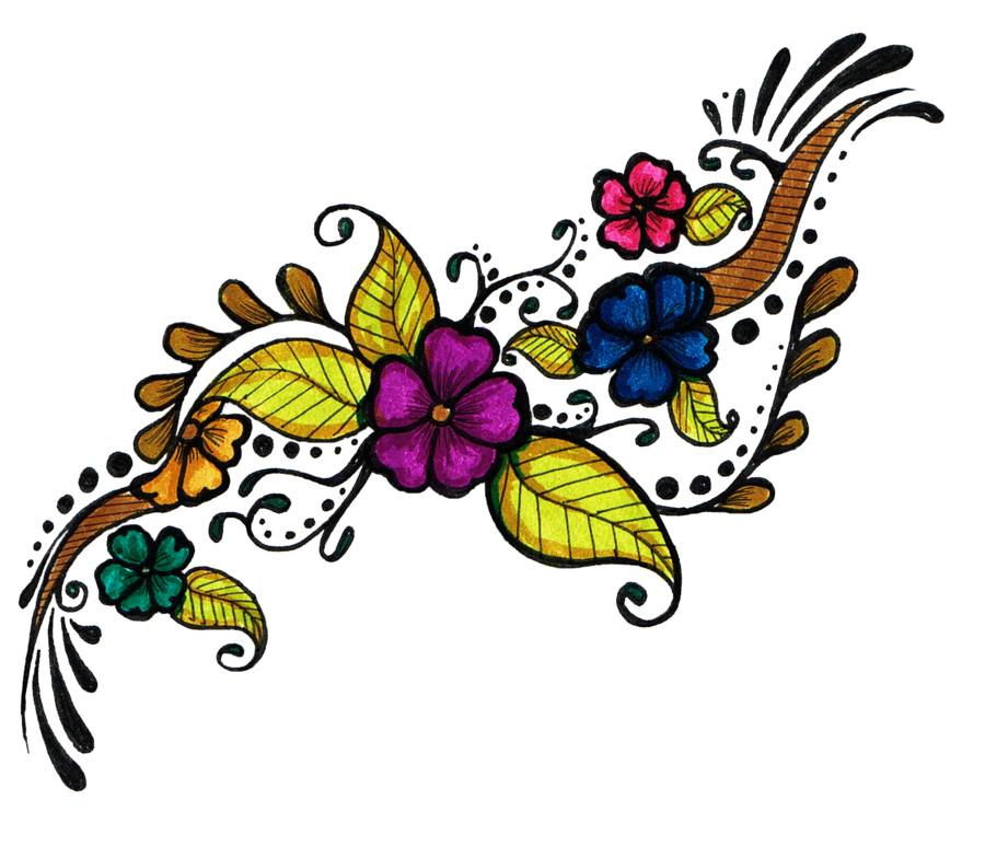 colorful flowers tattoo design png transparent image #31221