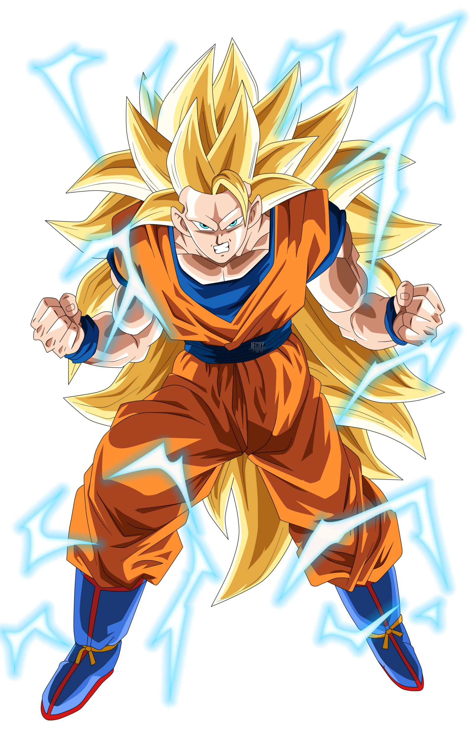 Goku, dragon ball character with blue electricity around png #42700