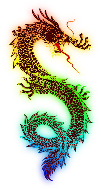 vector graphic dragon tattoo chinese colorful #15711