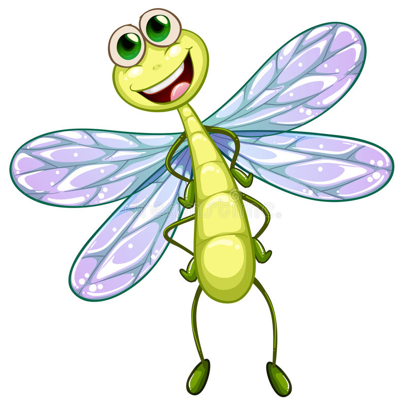 comic cartoon dragonfly, smiling dragonfly vector illustration photo #39389