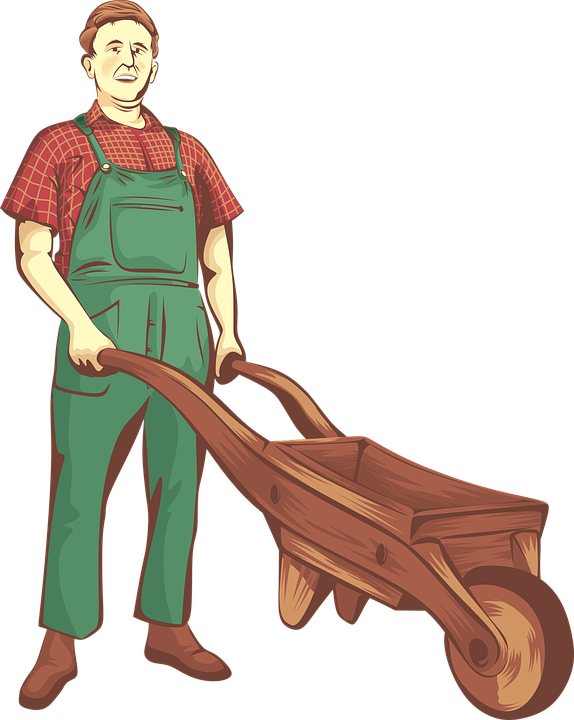 farmer wheelbarrow retro vector graphic pixabay #34728