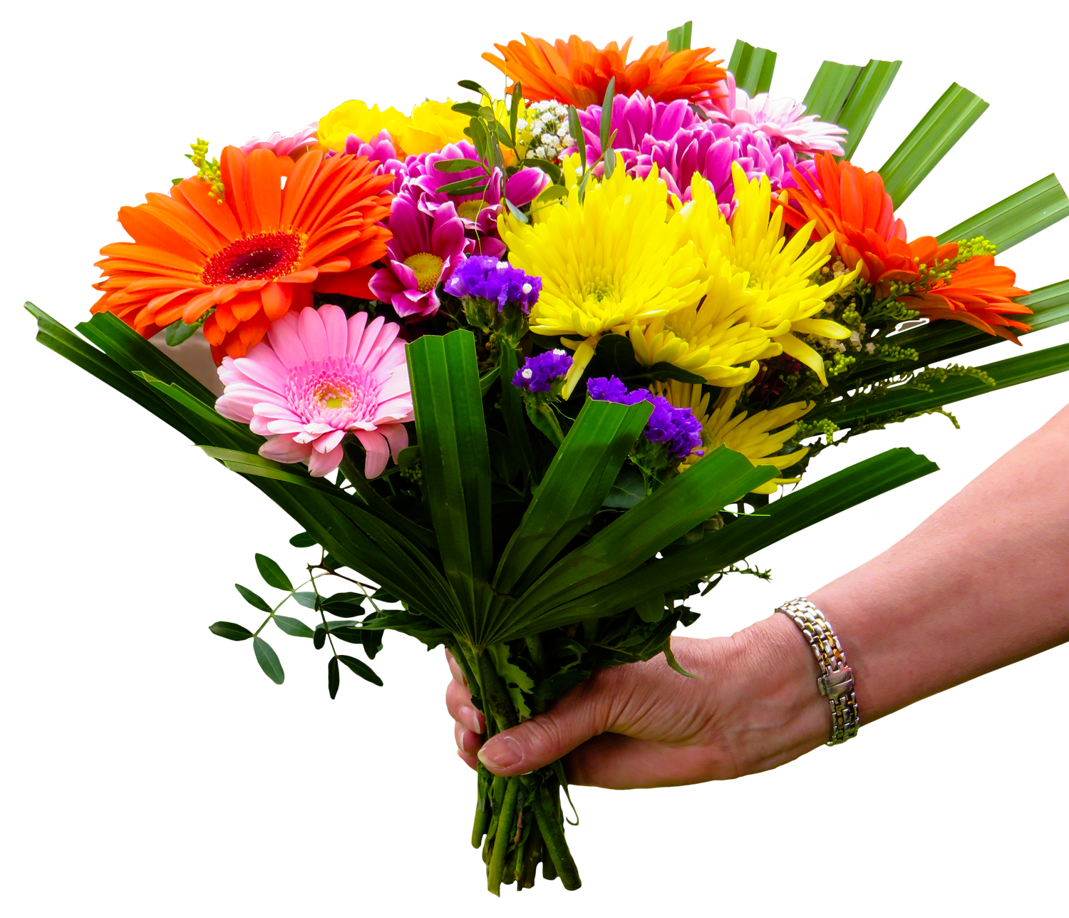 flower bouquet with hand png transparent image #34074