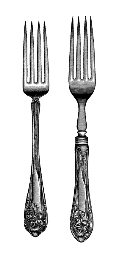 vintage style fork silverware png #24485