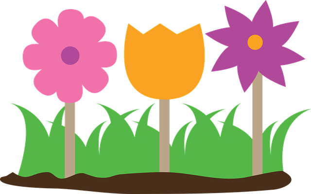 gambar bunga tulip vector graphic flowers garden grass soil lily #35705