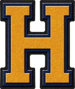 h letter presentation alphabets gold navy blue varsity letter #36984