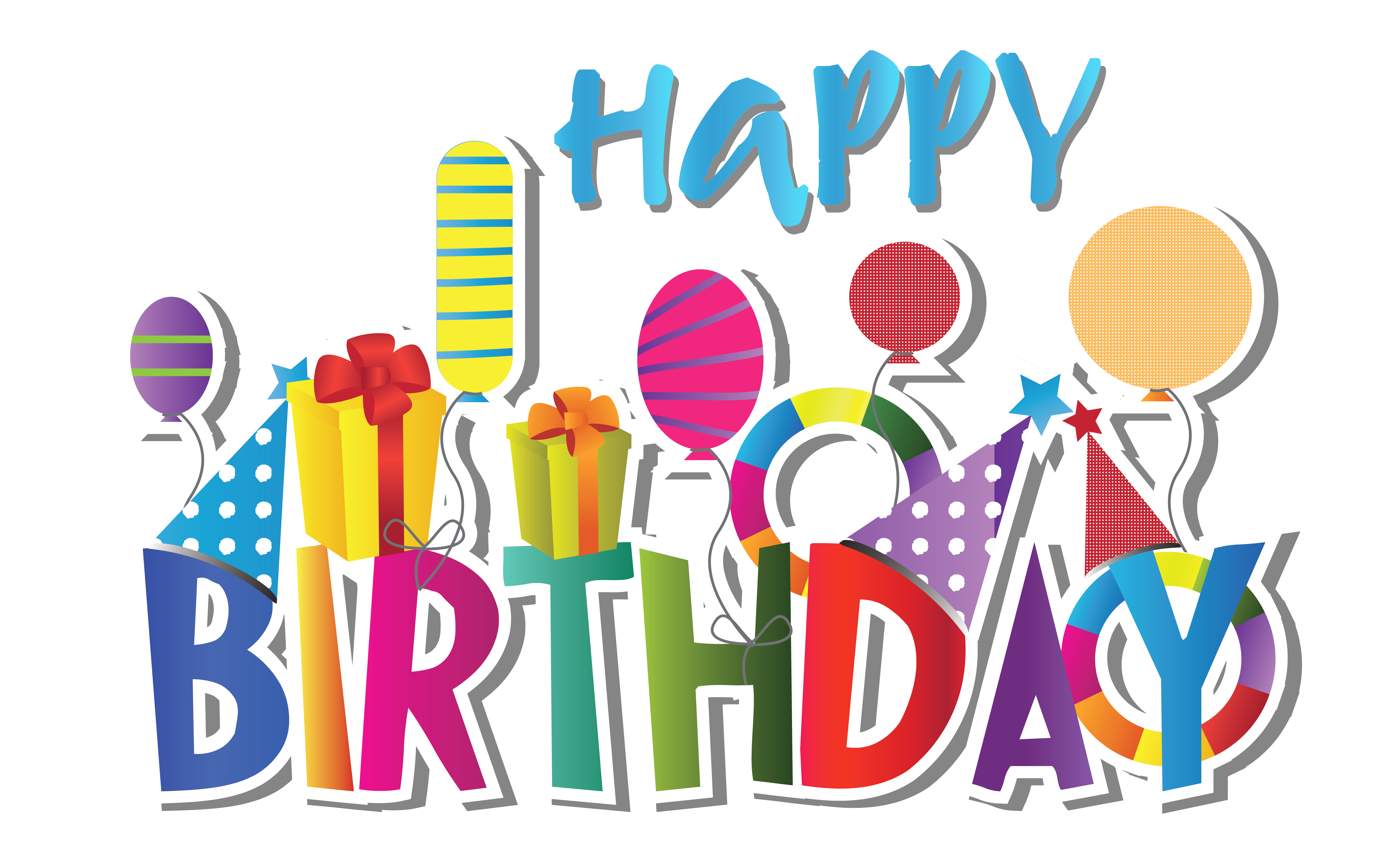 Happy birthday animated colorful text transparent background #9248