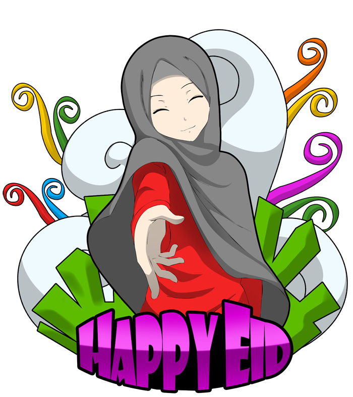 happy eid mubarak with muslim girl picture transparent #39556