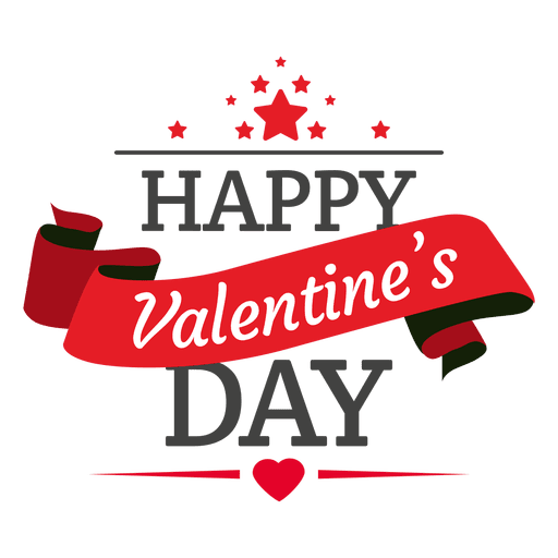 happy valentines day, valentines day ribbon badge transparent png svg vector #18361