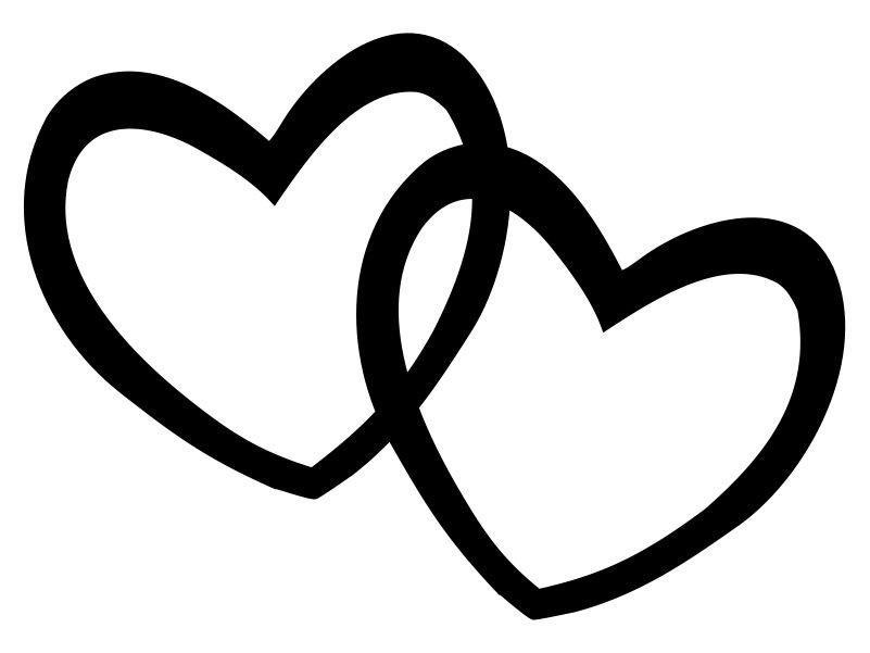 hearts double heart clipart black and white valentine #27641