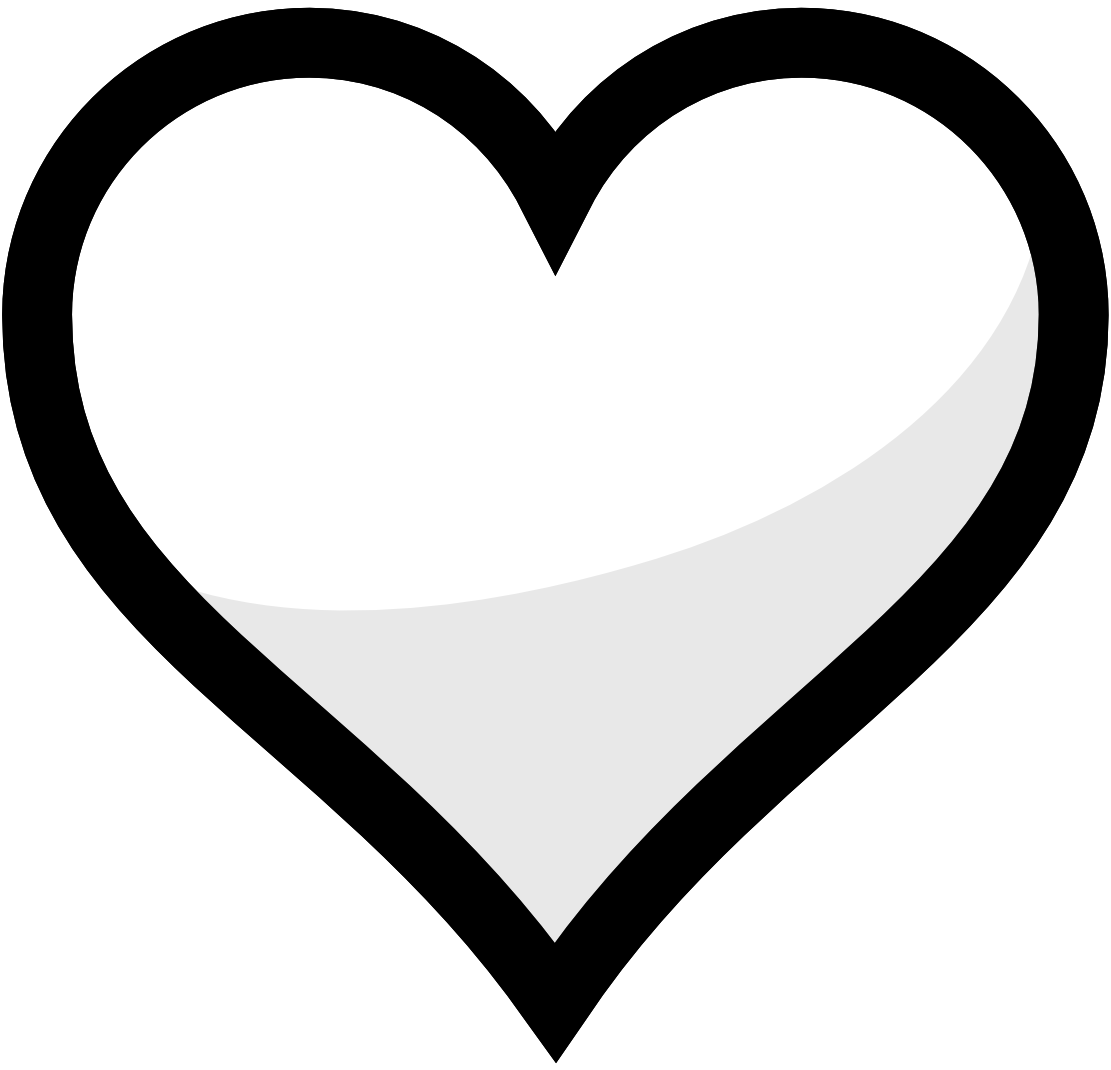 black clipart heart white