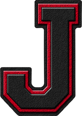 j letter presentation alphabets black cardinal red varsity letter #37762