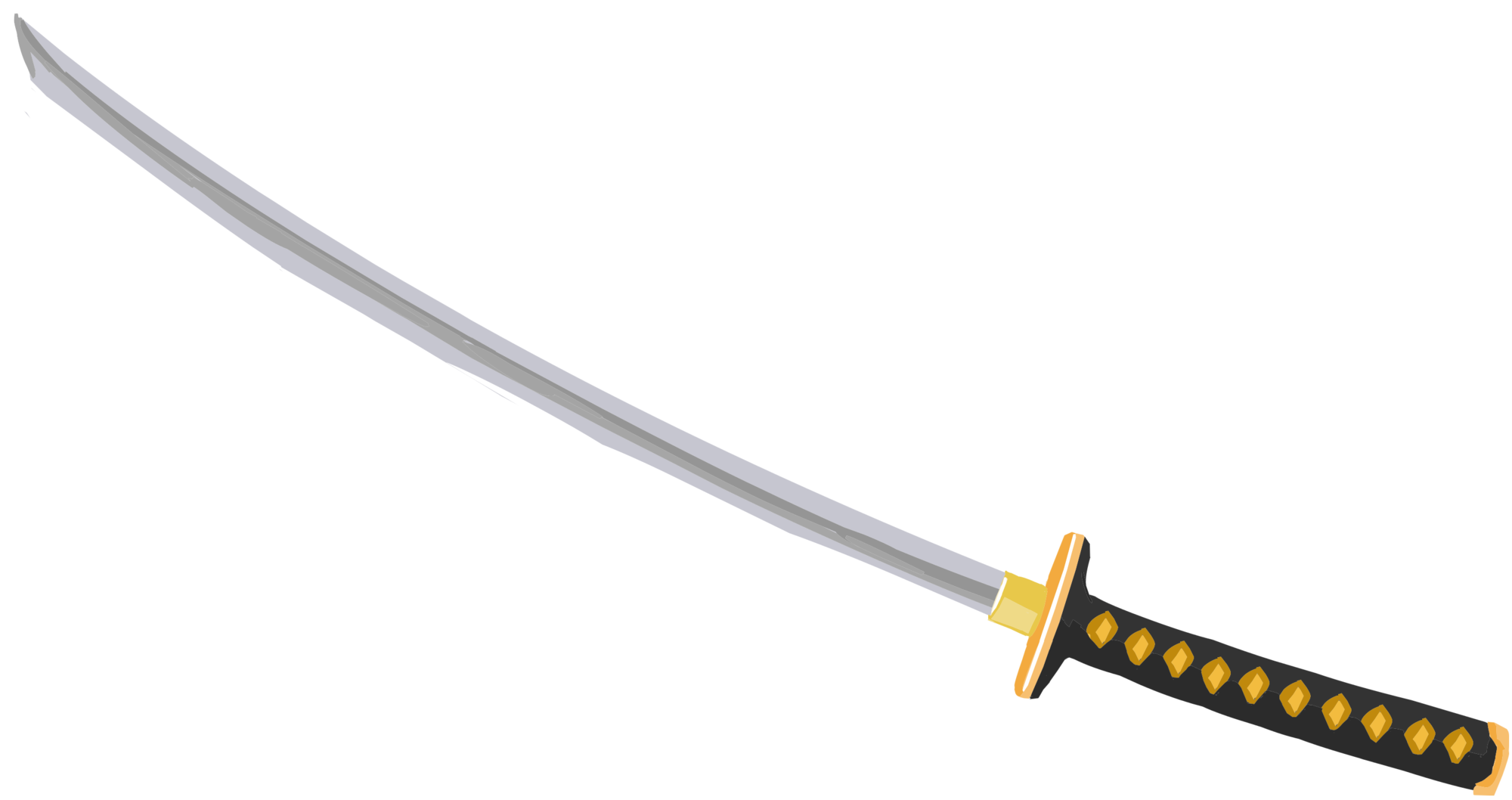 katana sword hilt yellow and black png #28742