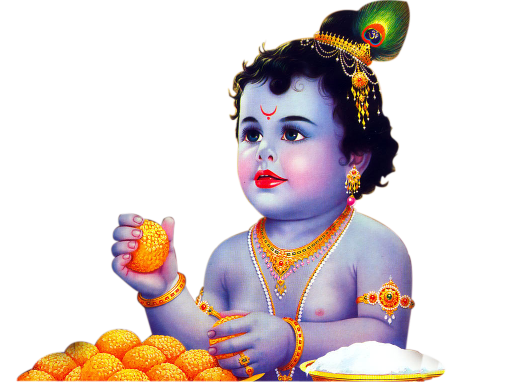 baby krishna png with basudev krishna eating laddu #33032