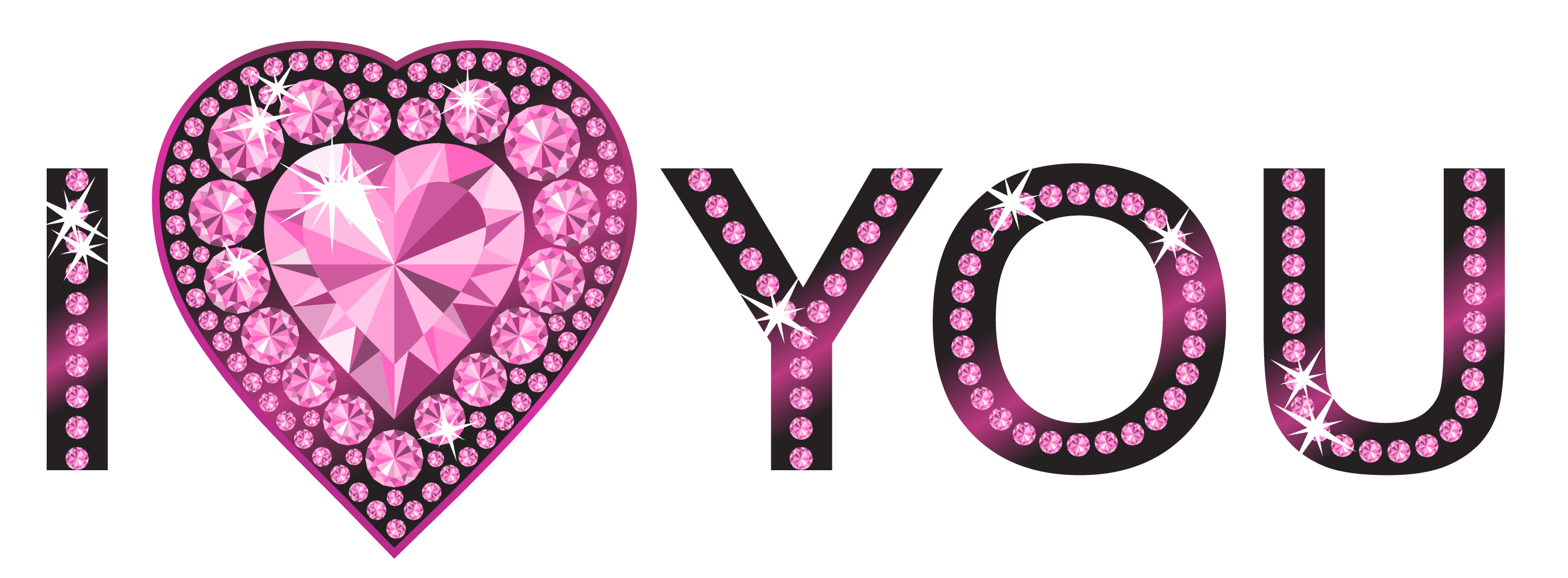 I love you text with heart diamon png #25819