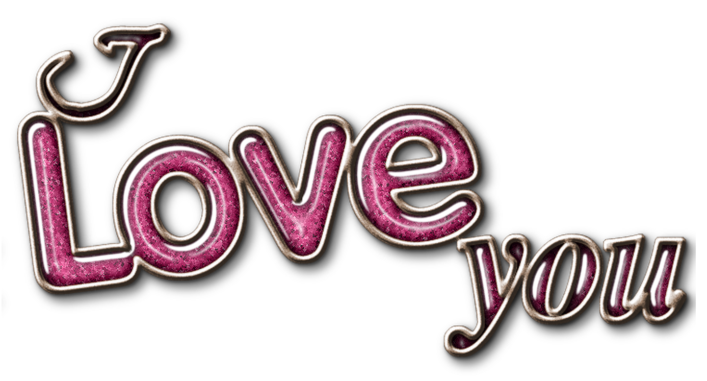 pink love you text emblem png #25824