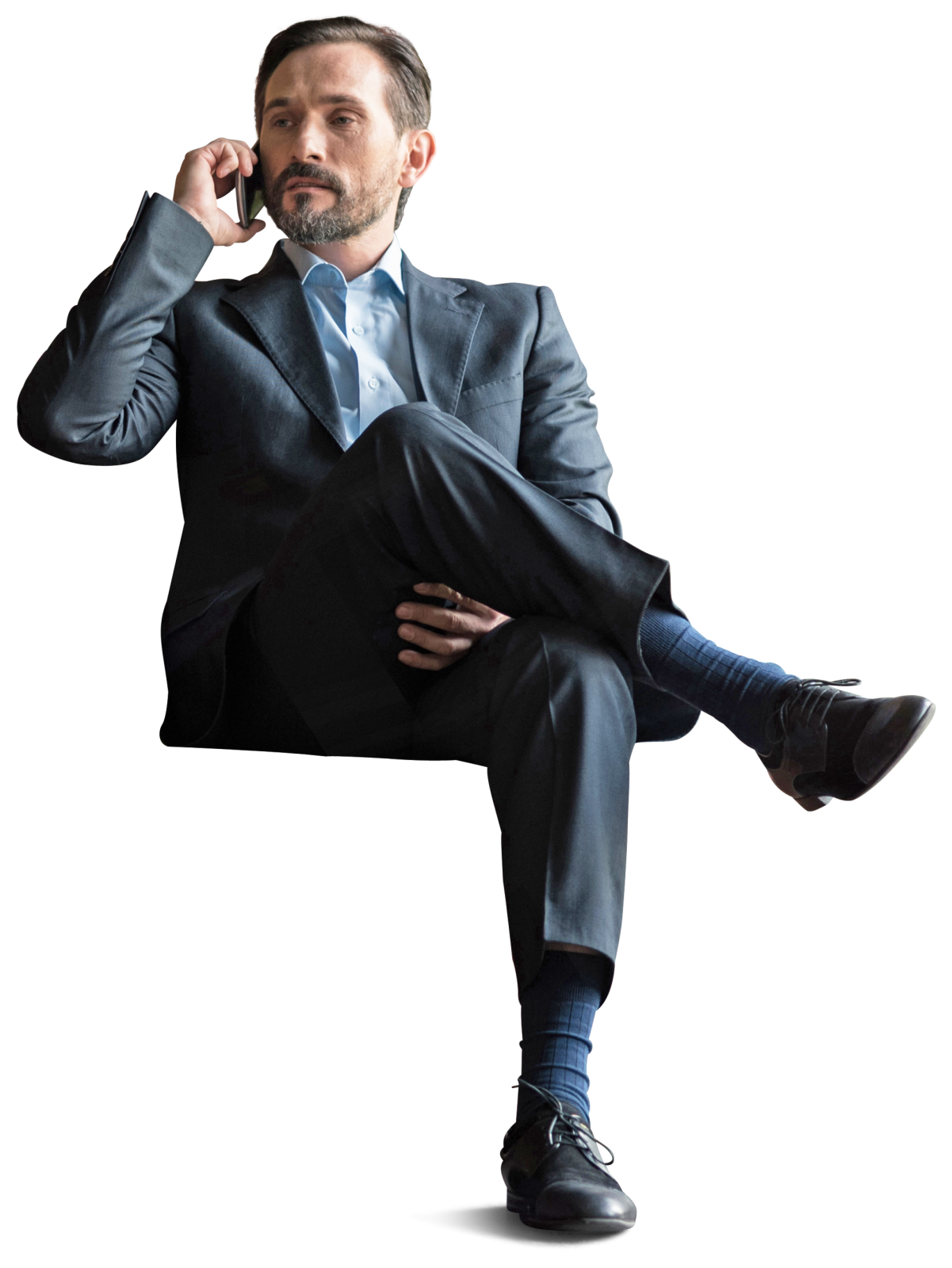 office businessman sitting with phone cut out #12348