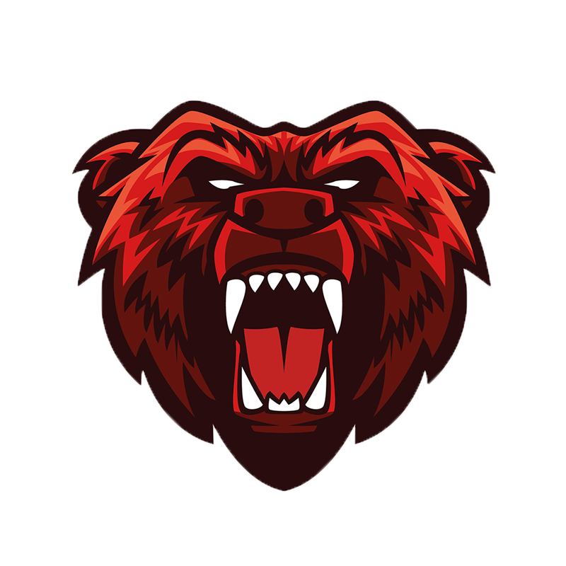 Bear Head Mascot, Red, Bear, Mascot Angry #40010