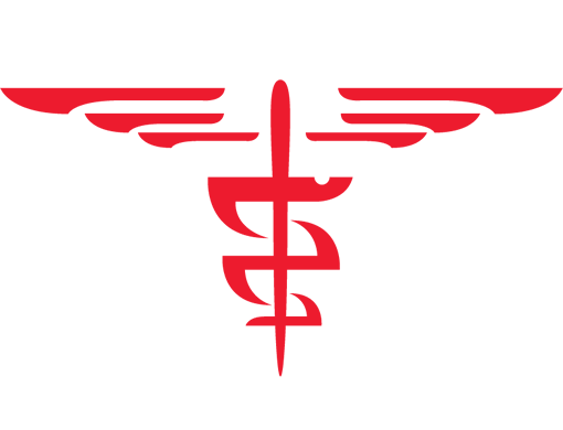 Red medical symbol with wings and snakes png #908