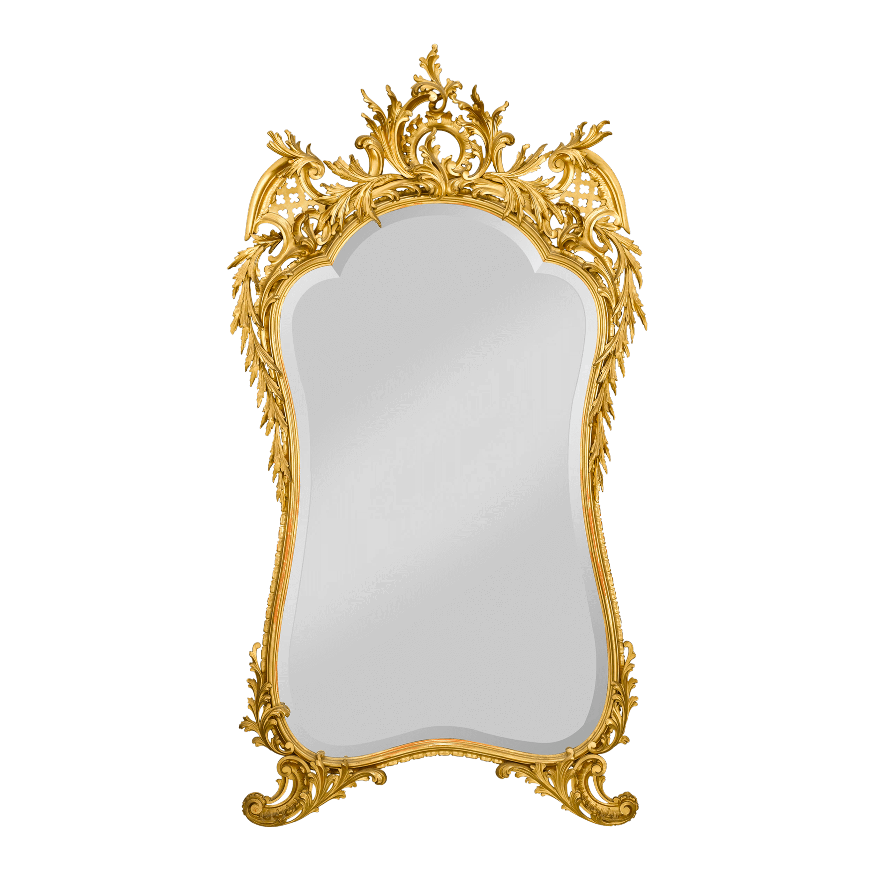 antique mirror french gold leaf beveled glass rococo #26362